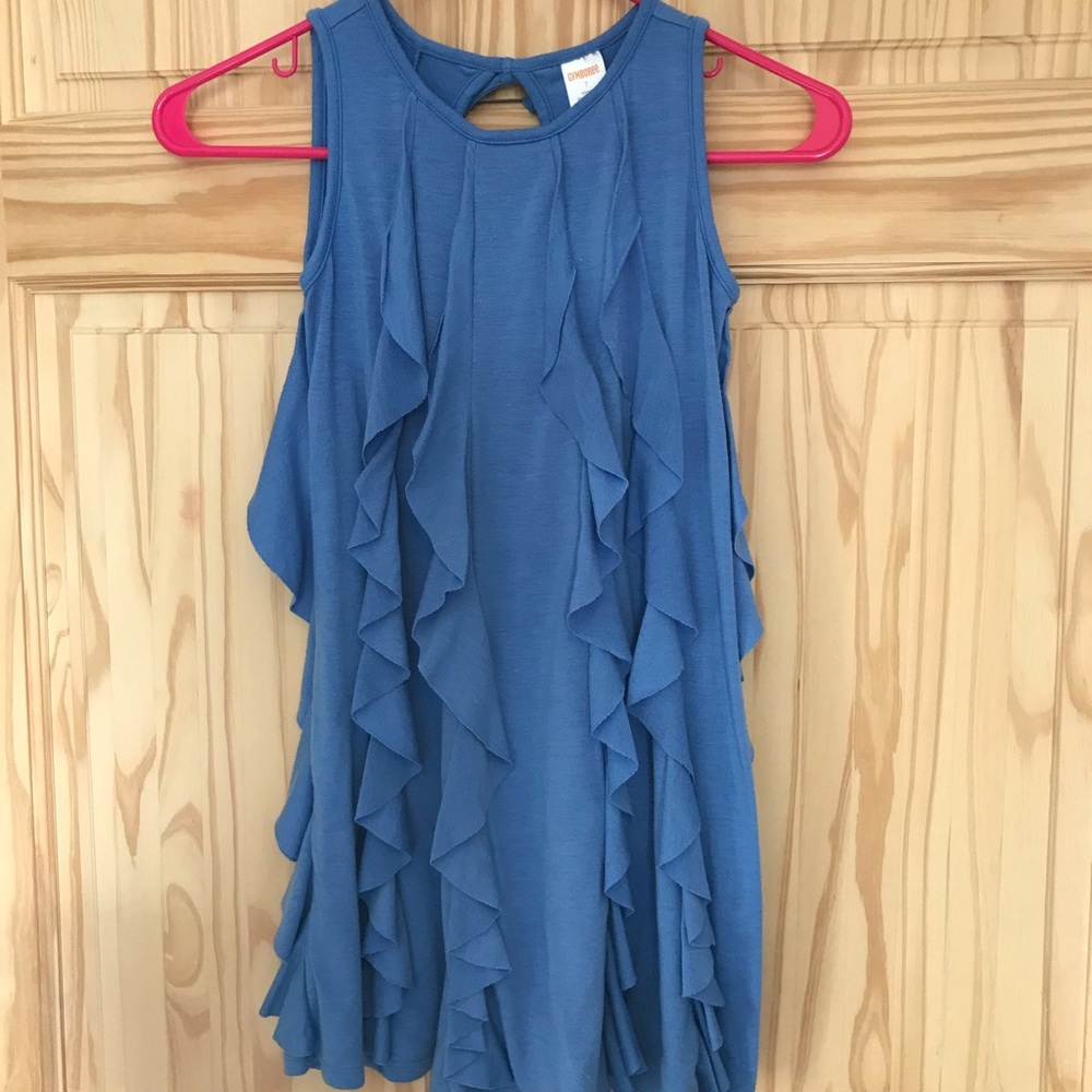 Girls blue dress.